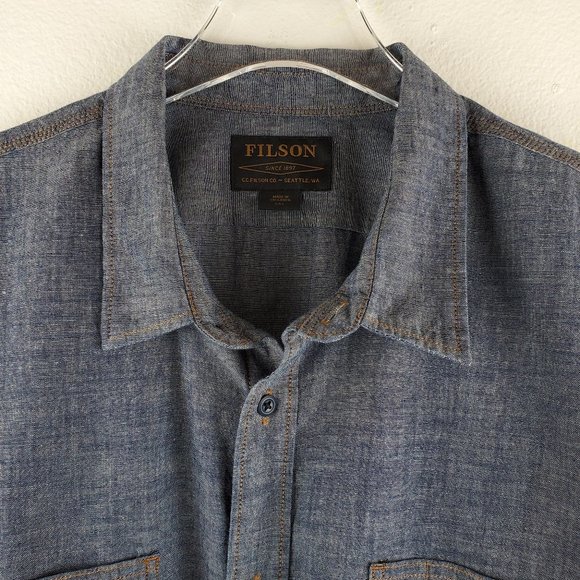 Filson Blue Casual Button Down Shirt - Picture 5 of 11